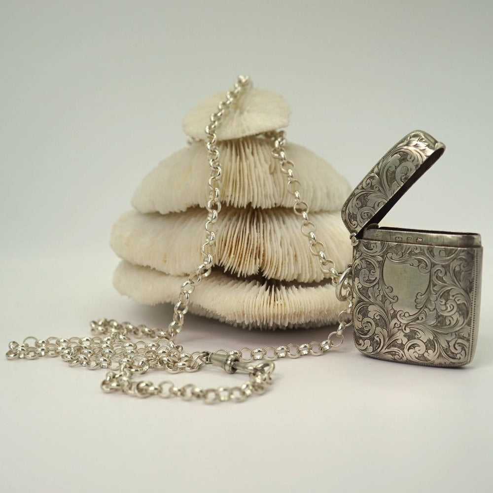 1897 silver match case and belcher chain necklace