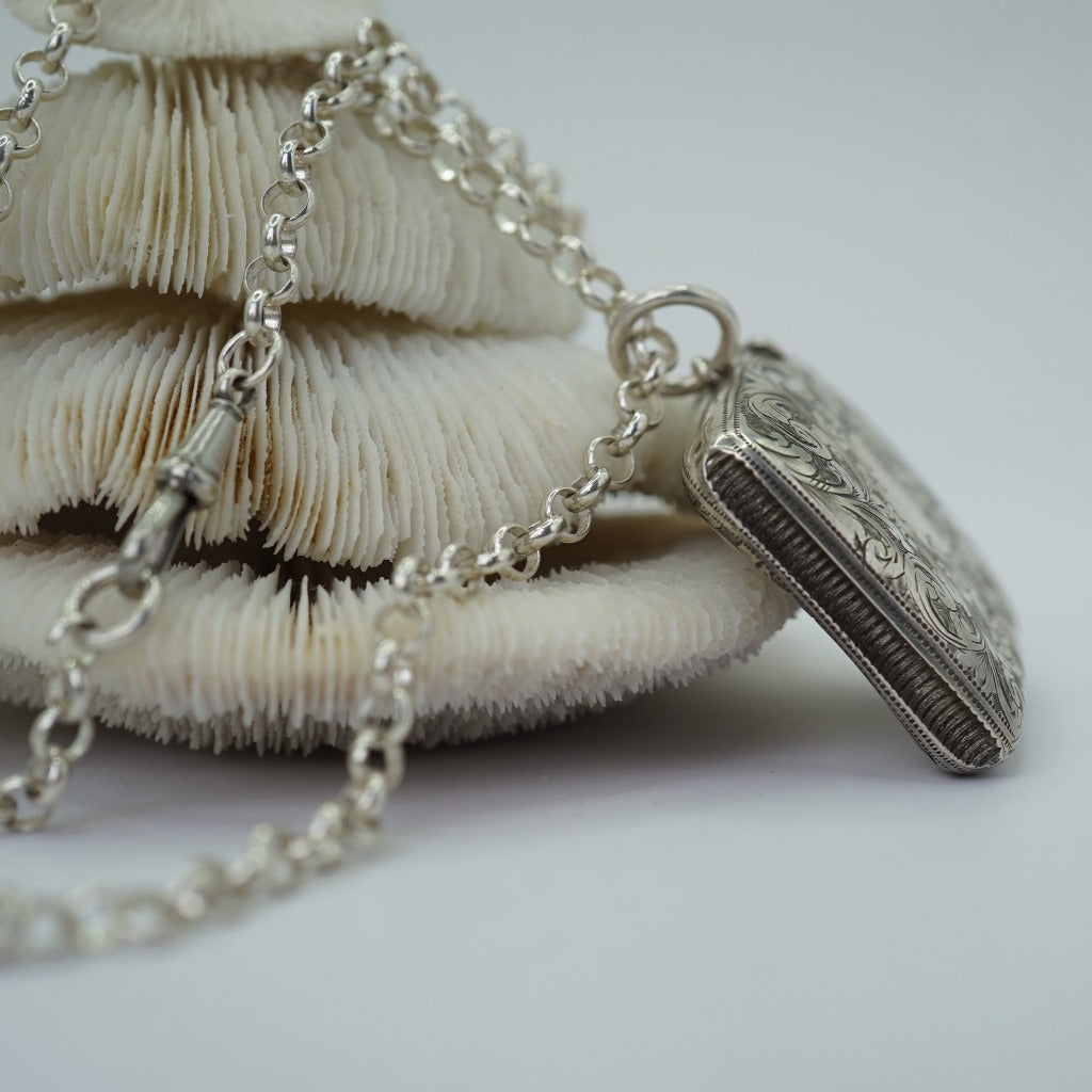 1897 silver match case and belcher chain necklace