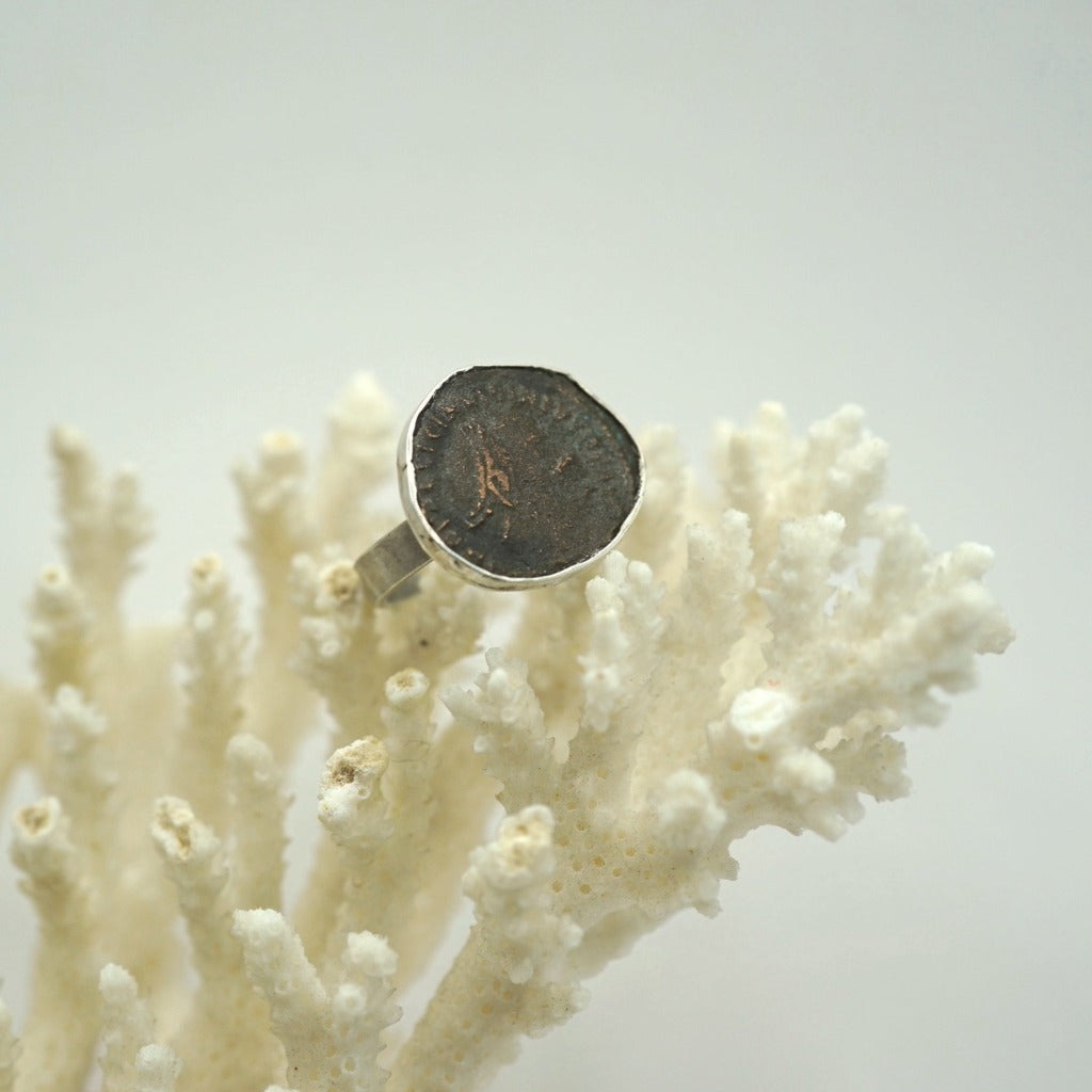 Bronze and Silver Roman Coin Ring