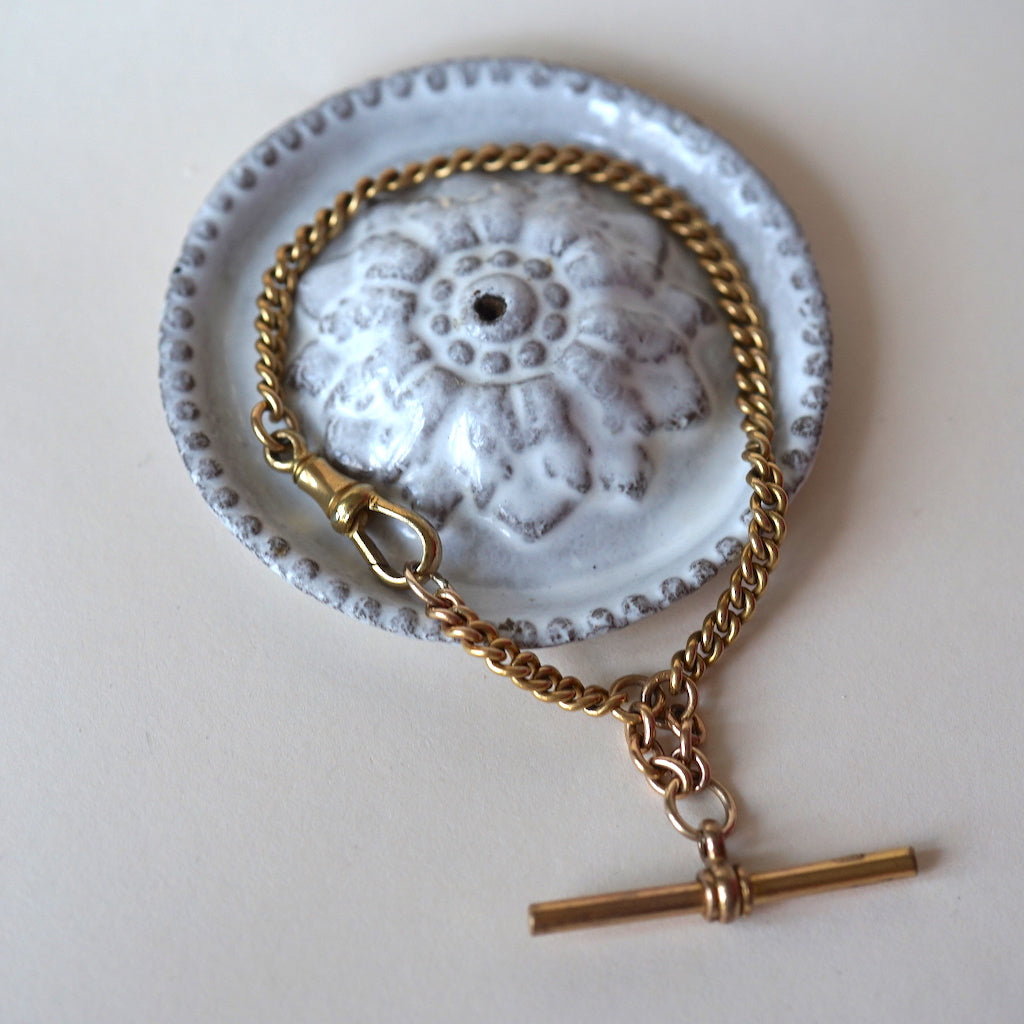 Gold Albert watch chain Bracelet Badger's Velvet