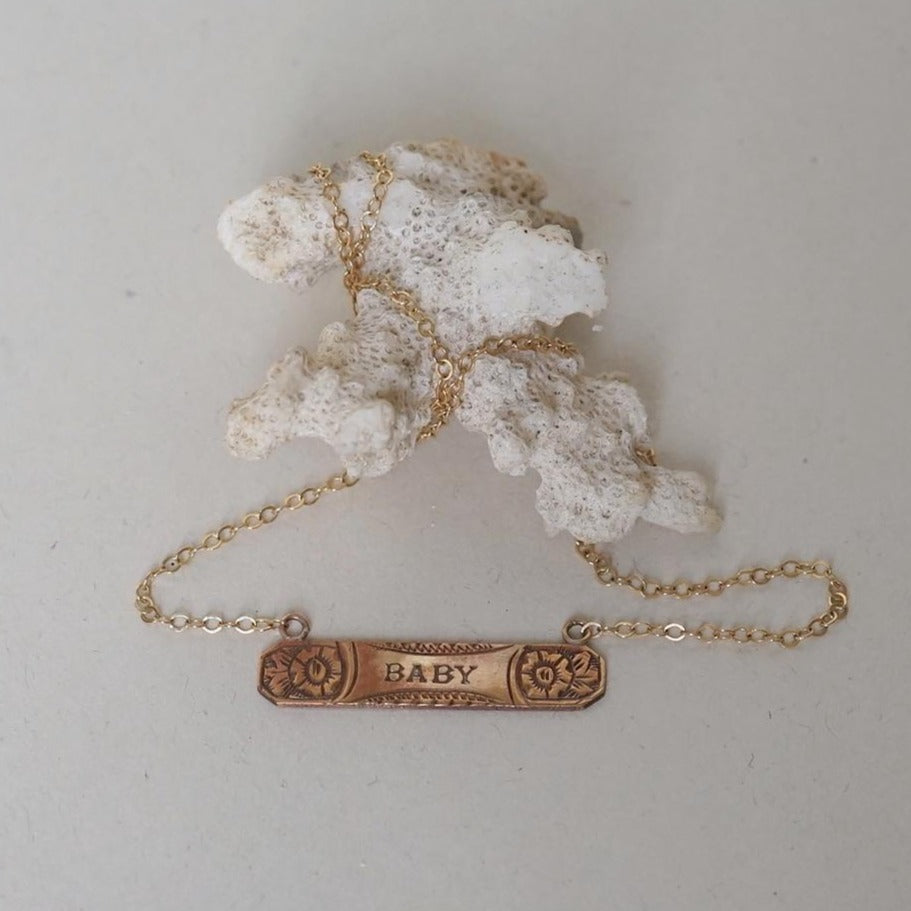 Gold Baby Necklace Badgers Velvet