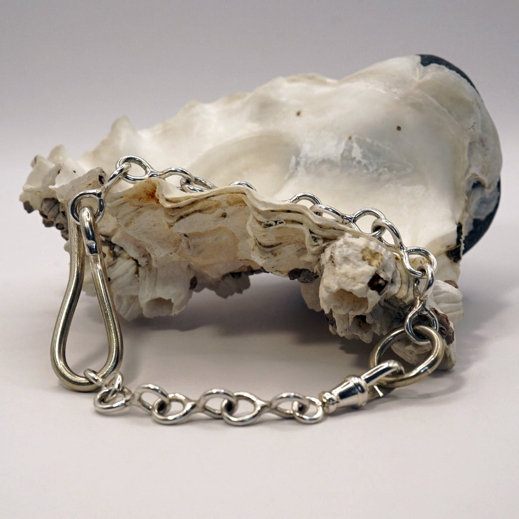 Victorian Silver Watch Chain Hook Bracelet, Badgers Velvet