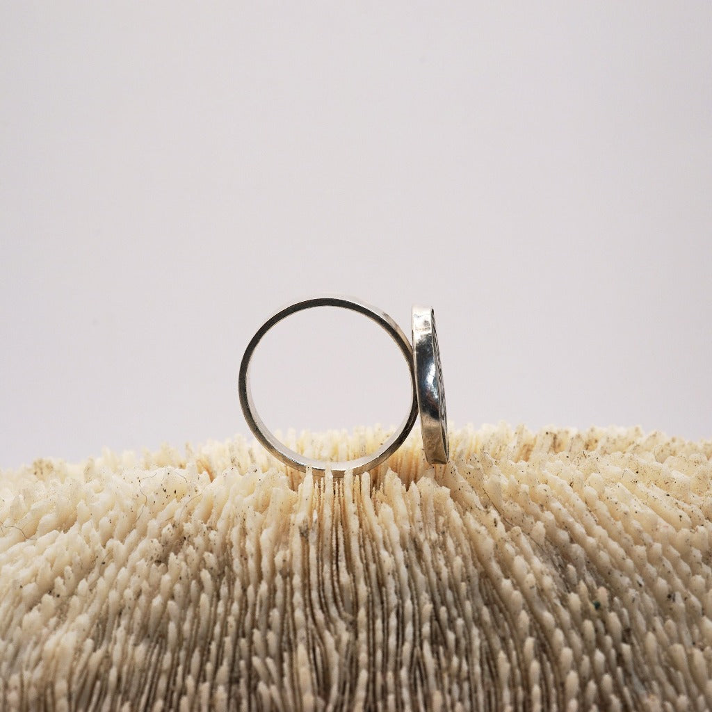 Silver and Etched Bronze Chunky Ring