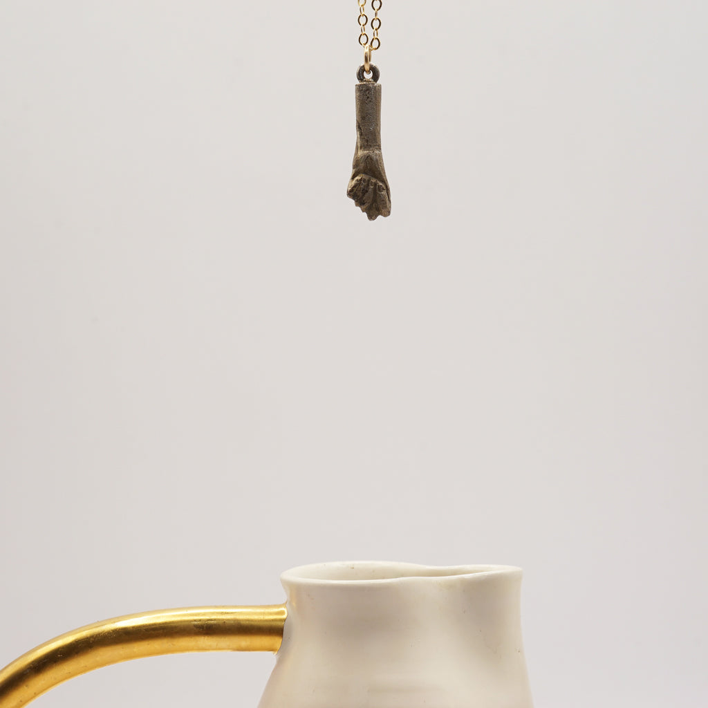 Antique Bronze Figa and Gold Chain, Badgers Velvet