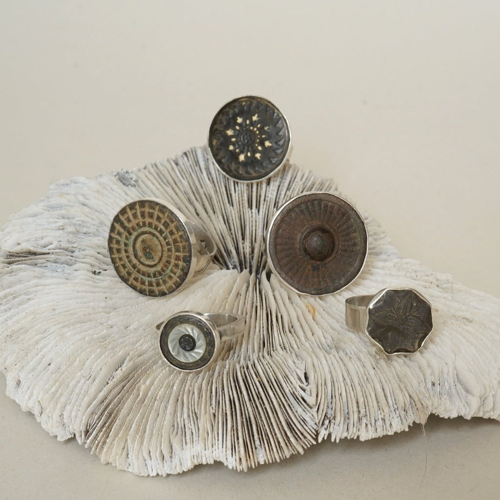 Large Silver and Bronze Group of Ring sBadgers Velvet