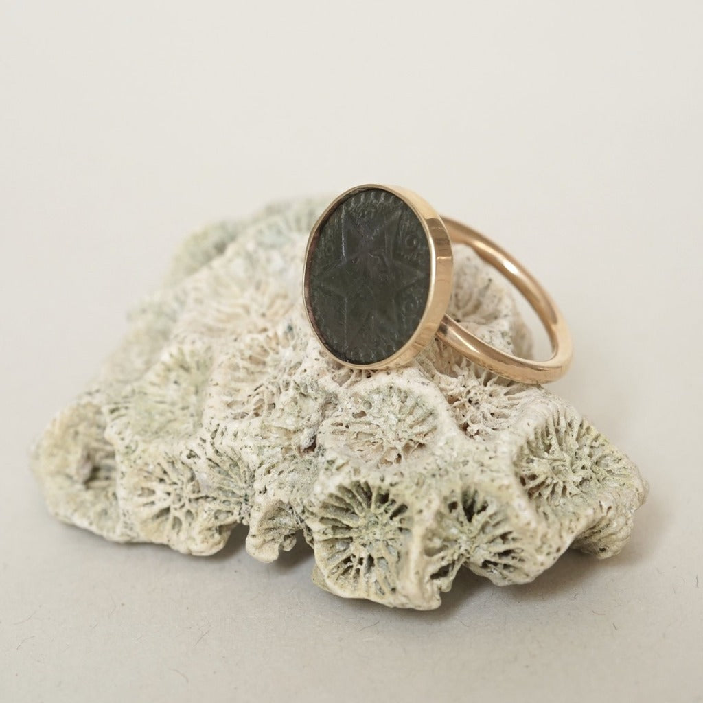 Gold and Bronze Cast Star Ring Badgers Velvet