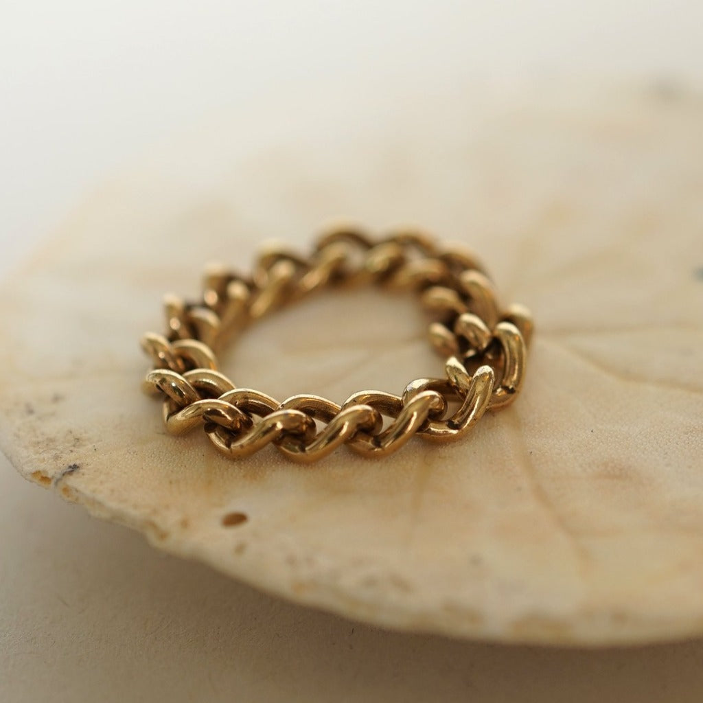 Gold Curb Chain Ring Badger's Velvet