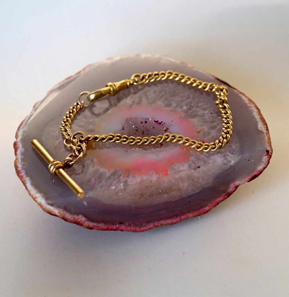 Gold Albert watch chain Bracelet Badger's Velvet
