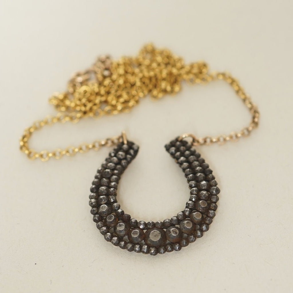 Georgian Cut Steel Horseshoe Necklace.