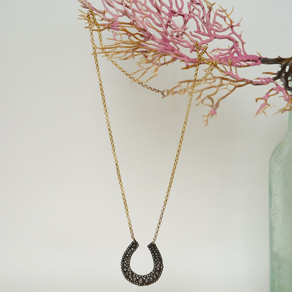 Georgian Cut Steel Horseshoe Necklace.