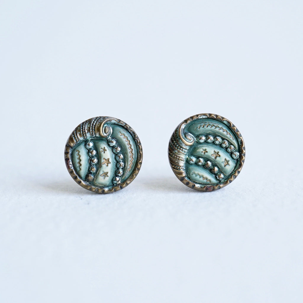 Vintage 1920s Button Silver Stud Earrings