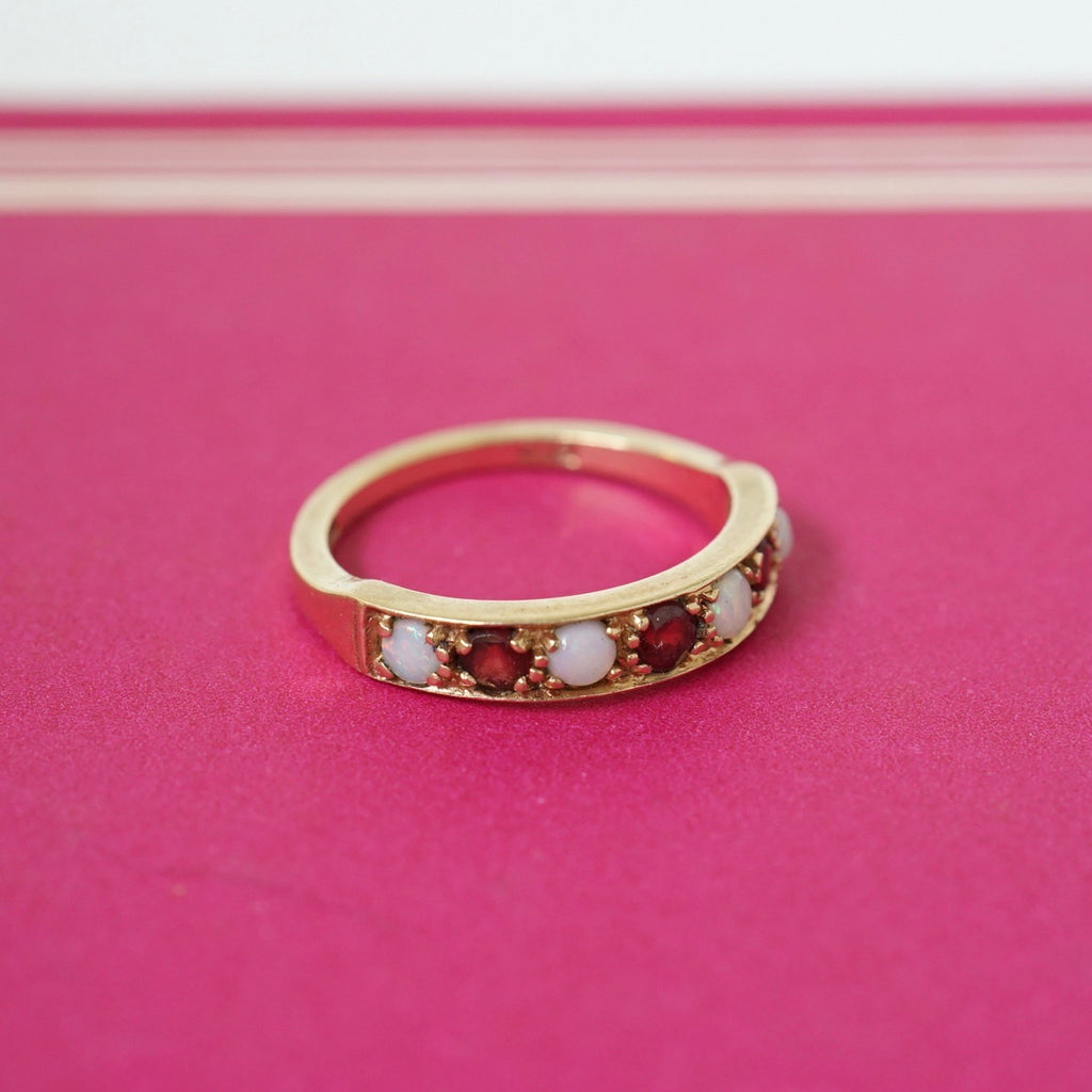 Antique Opal and Garnet Eternity Ring