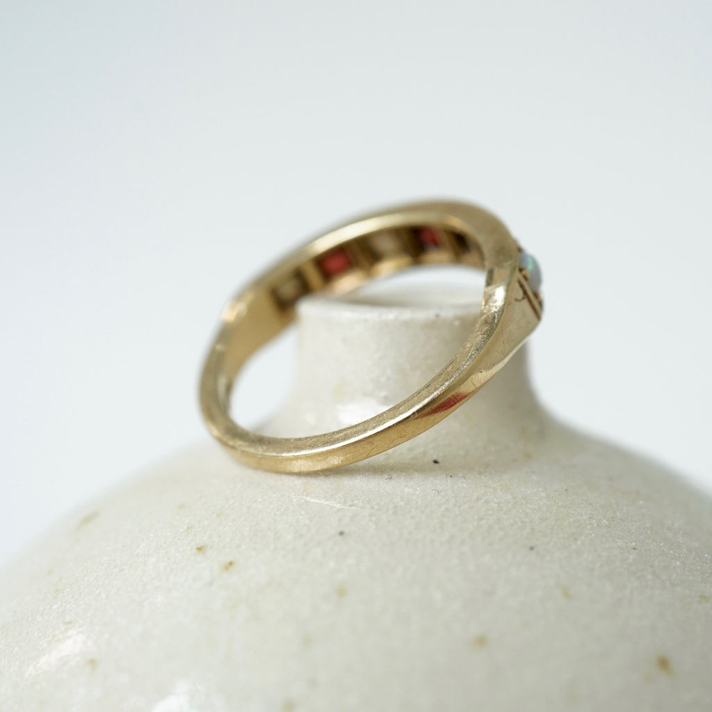 Antique Opal and Garnet Eternity Ring