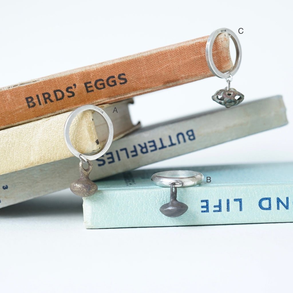 Antique Bronze and Silver Dangle Rings