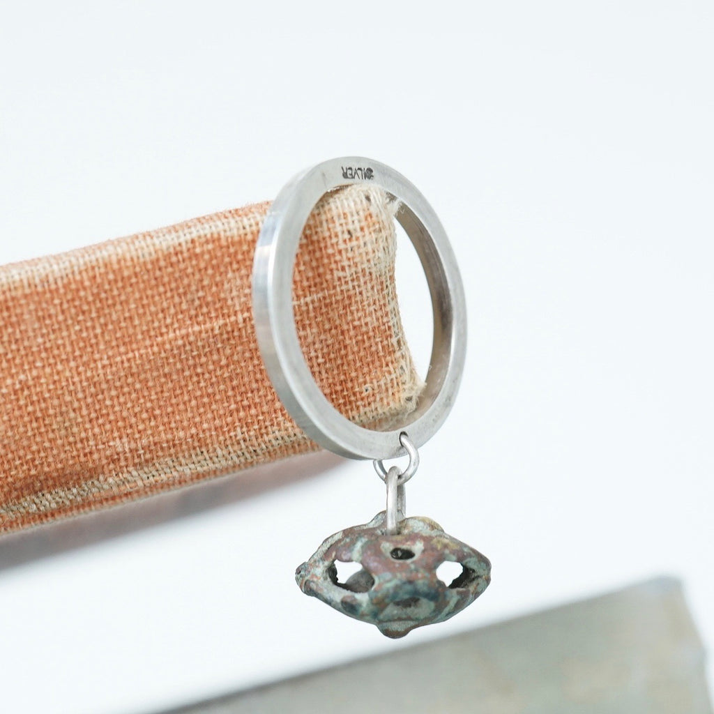 Antique Bronze and Silver Dangle Rings