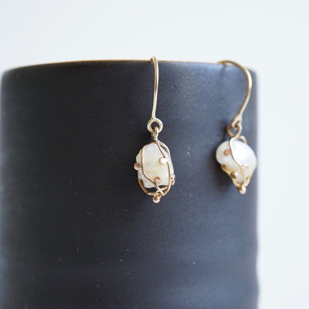 Antique Freshwater Pearls and Gold  Earrings.