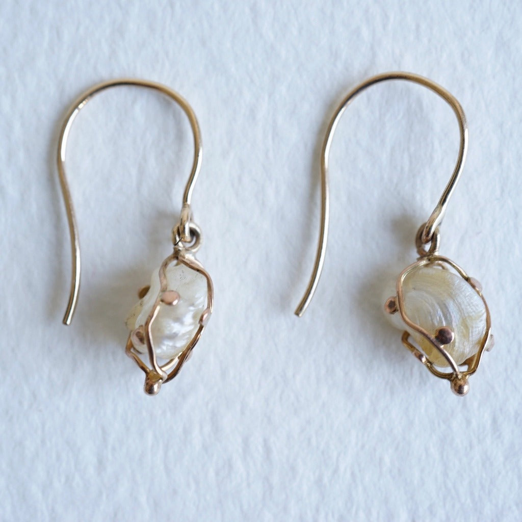Antique Freshwater Pearls and Gold  Earrings.