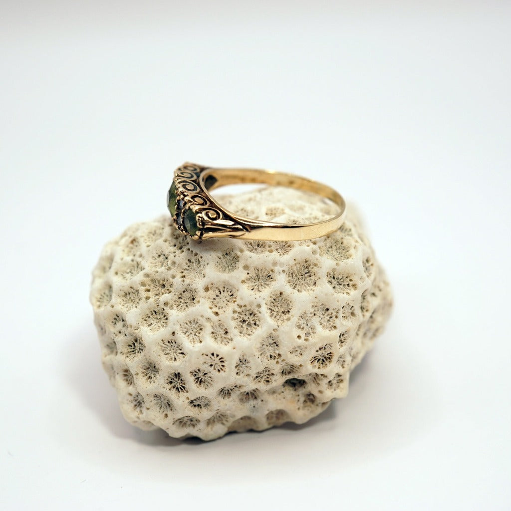 Antique Gold Peridot and Seed Pearl Ring, Badger's Velvet