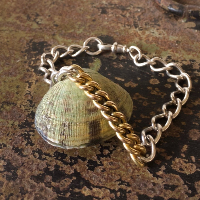 Victorian Gold Curb chain & Silver bracelet 
