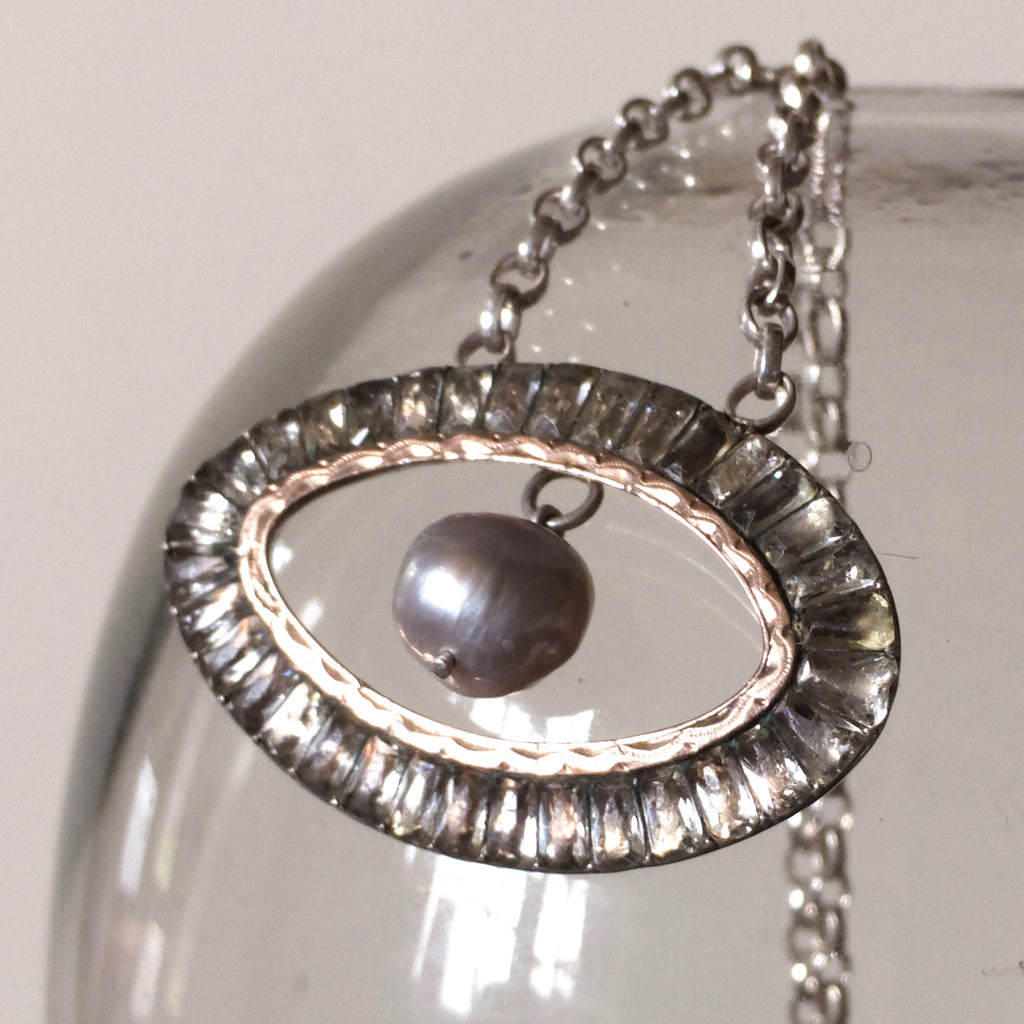 Georgian rose gold & silver belt buckle necklace pearl third eye