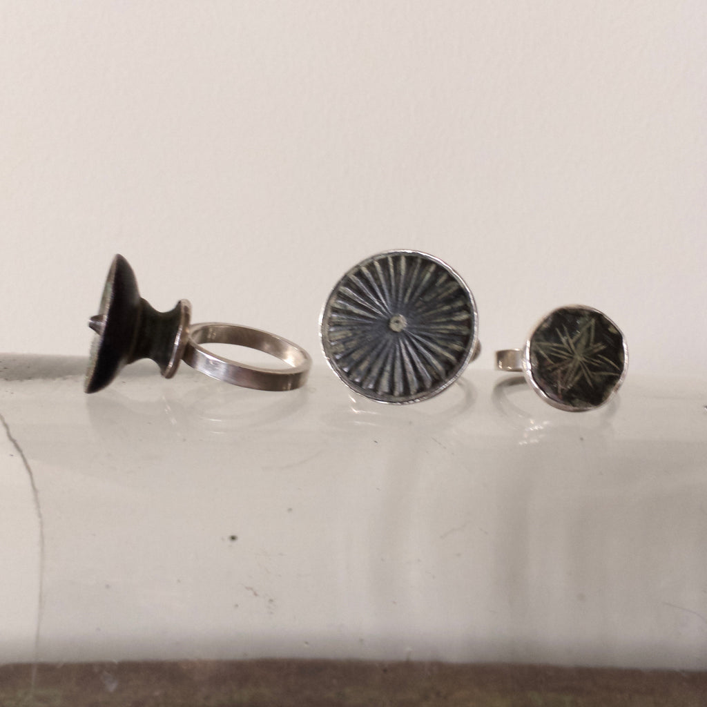 Antique Bronze Drawer Knob  & Silver Ring