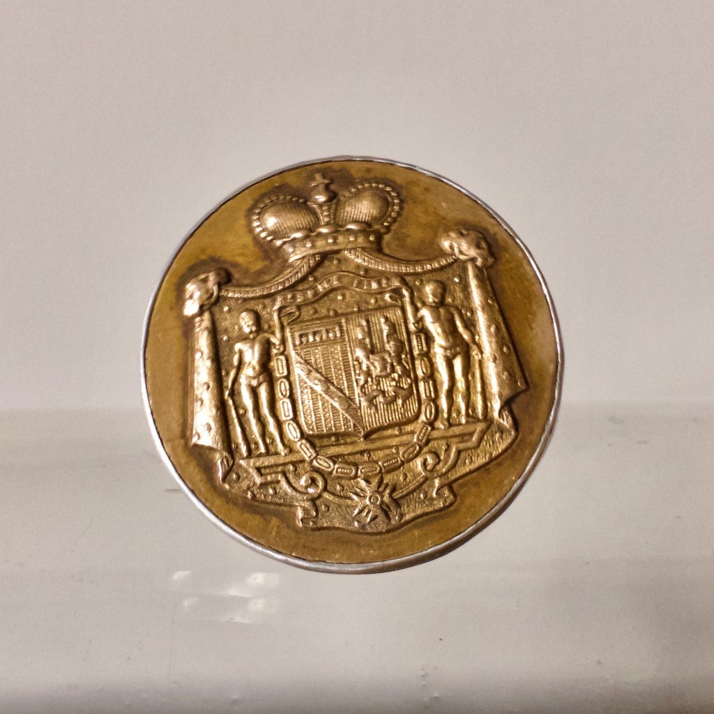 Antique French Military Button & Silver  Ring