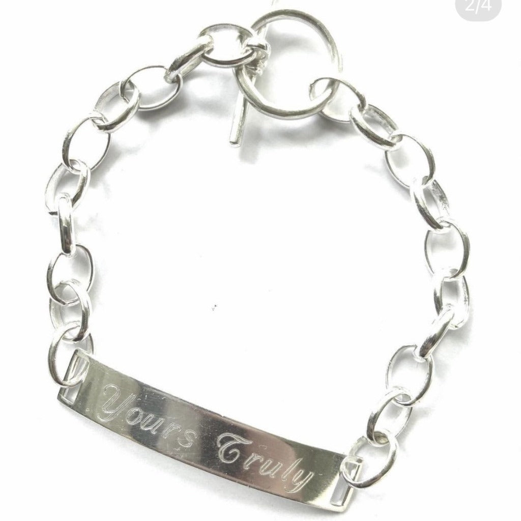 Yours Truly Chunky Silver Unisex ID Bracelet Martha Skye Murphy