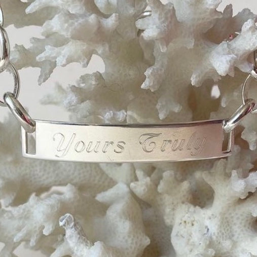Yours Truly Chunky Silver Unisex ID Bracelet Martha Skye Murphy