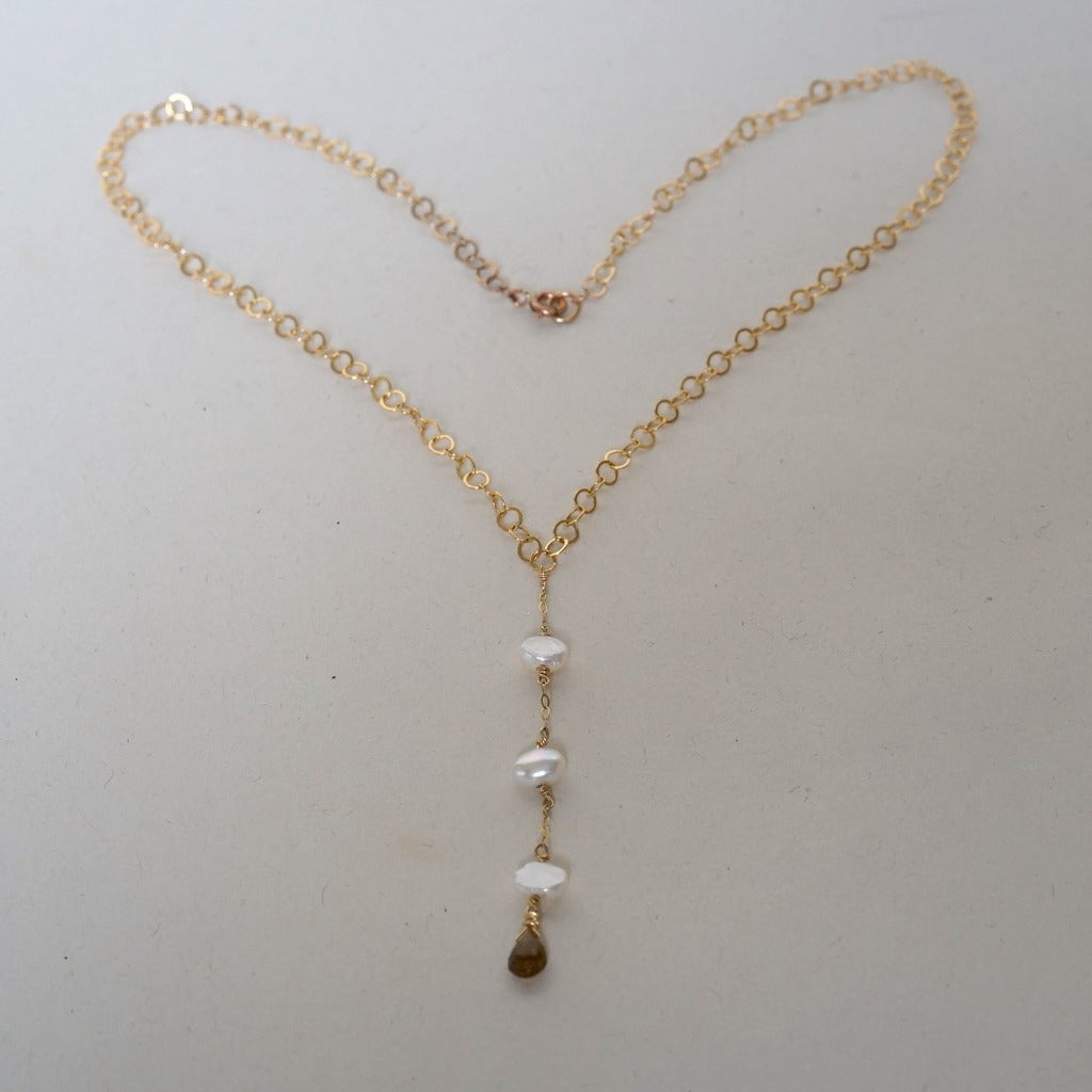 Freshwater Pearl and Tourmaline Necklace