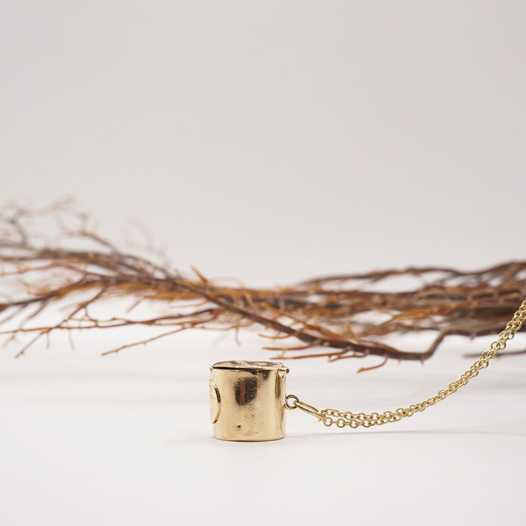 Gold Pill Box Necklace