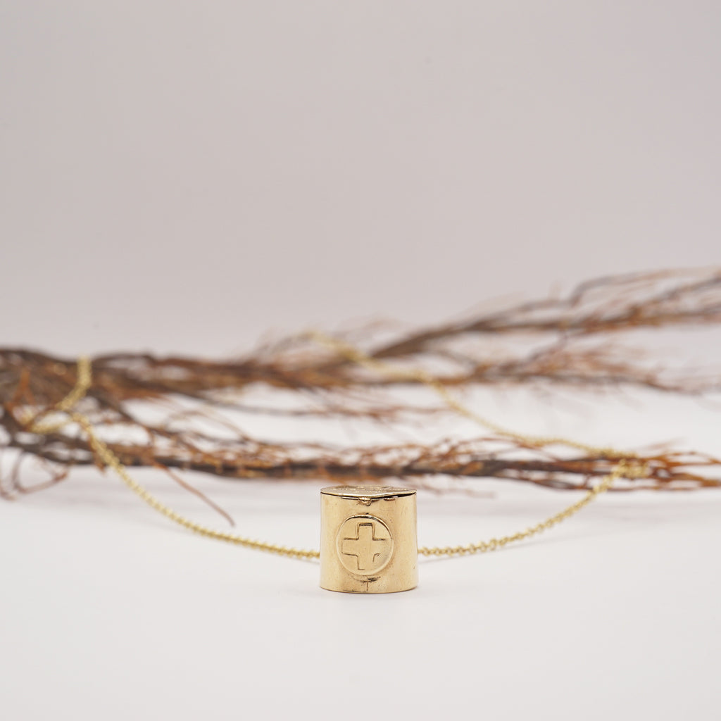 Gold Pill Box Necklace