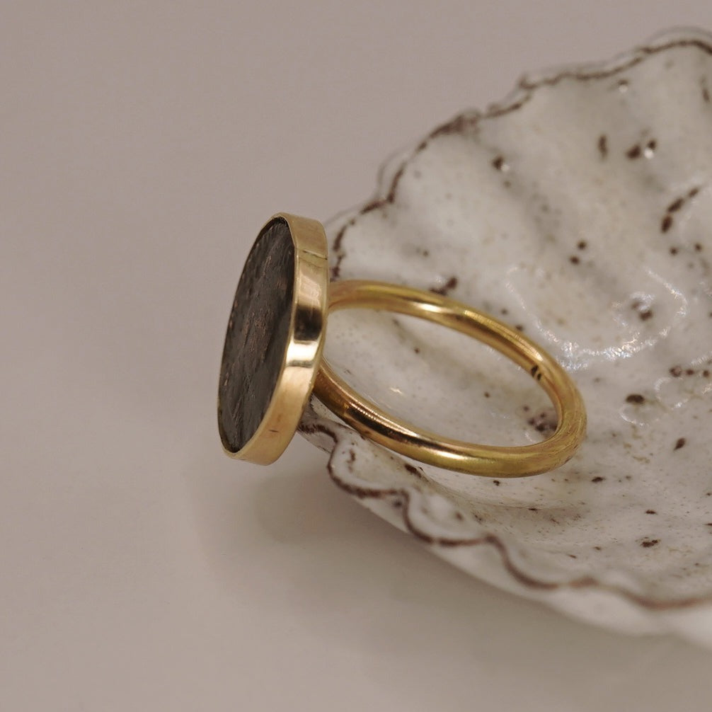 Gold Mounted Roman Coin Emperor Head Ring