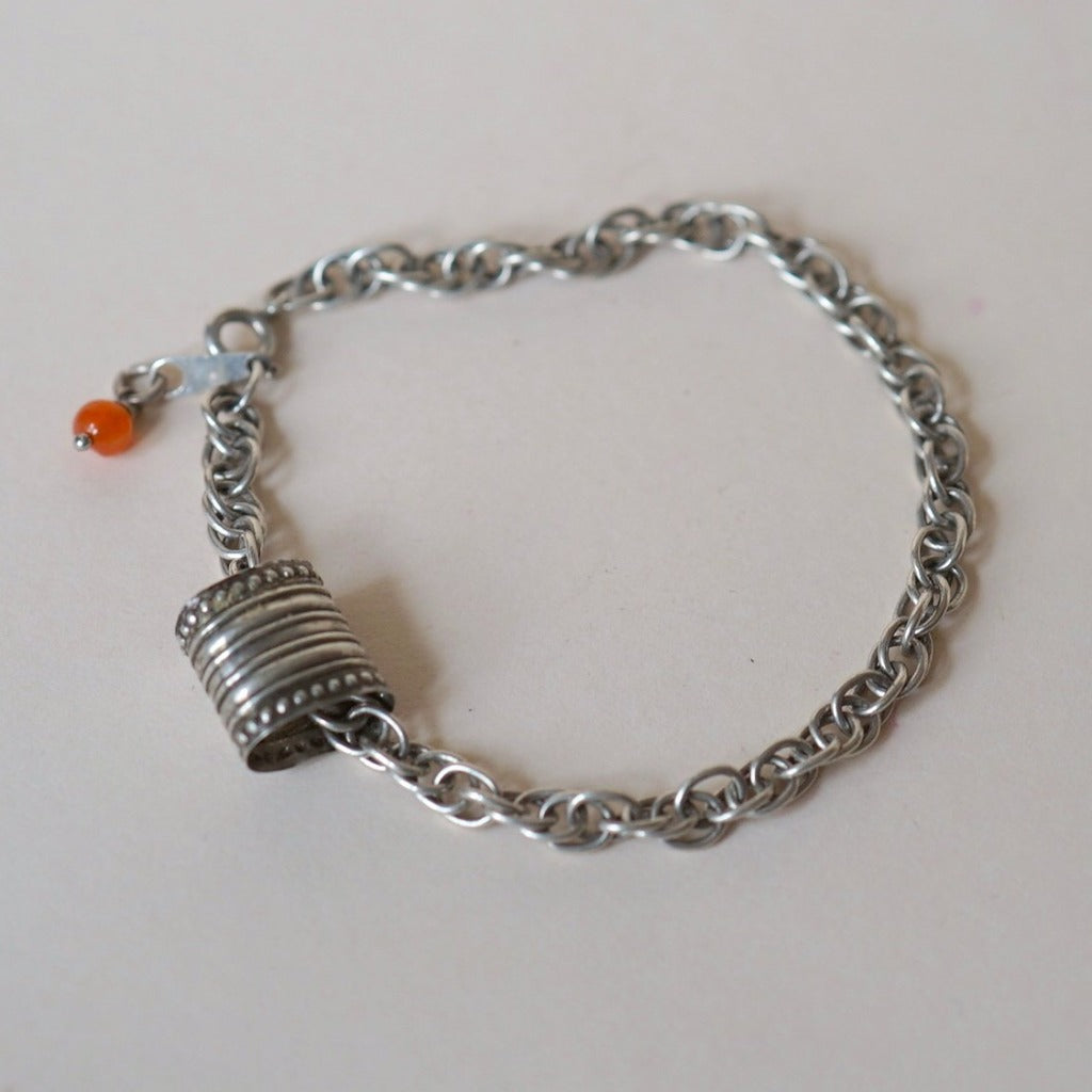 Silver Chain Bracelet with Georgian Cutlery Collar Charm..