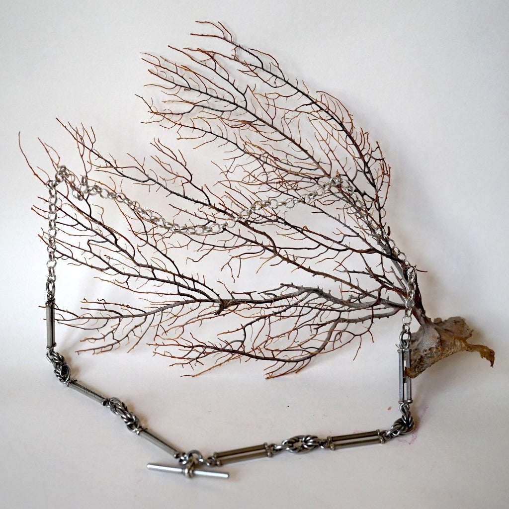 Victorian Silver Trombone and Belcher Watch Chain Necklace