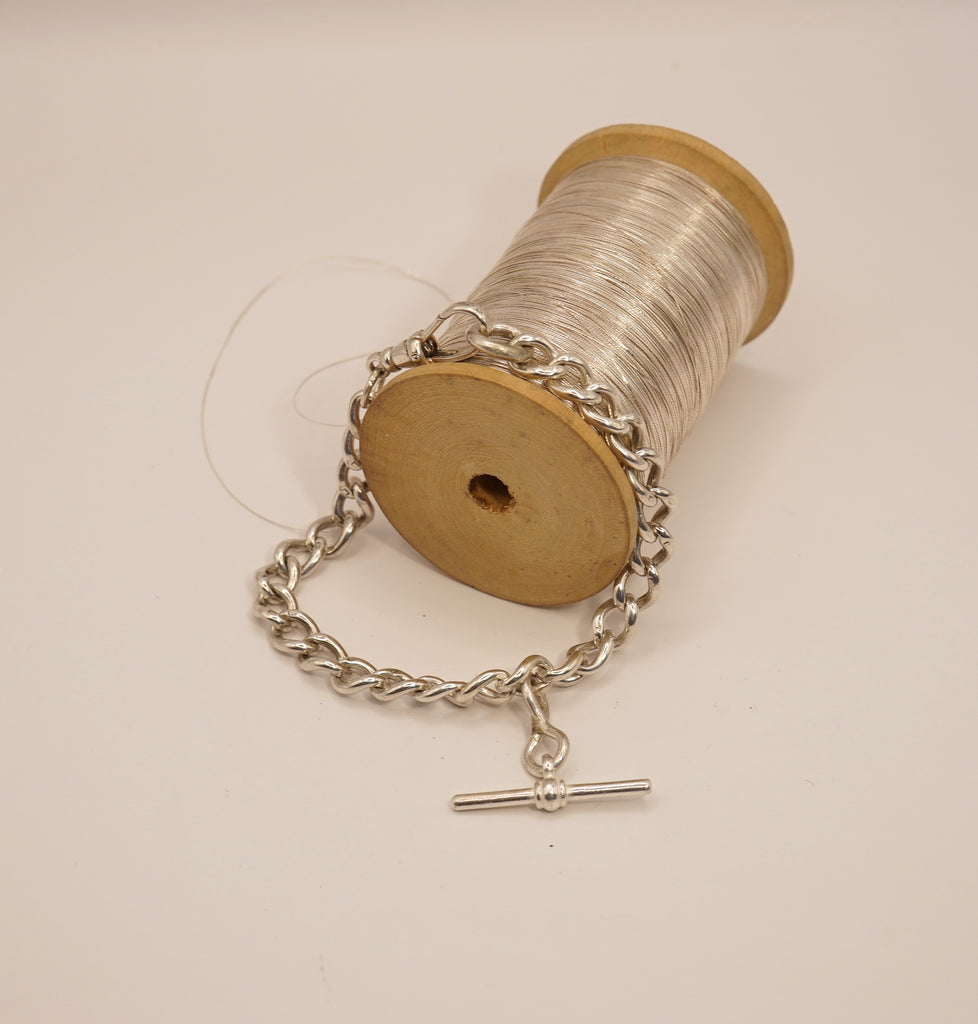 Victorian Silver Curb Chain Bracelet, Badgers Velvet