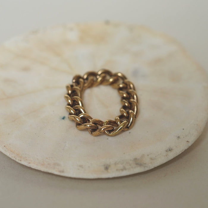 Large Chunky Gold Curb Chain Ring