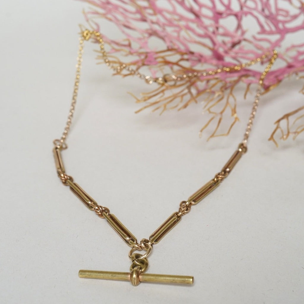 Trombone Watch Chain and T Bar Necklace Badger's Velvet