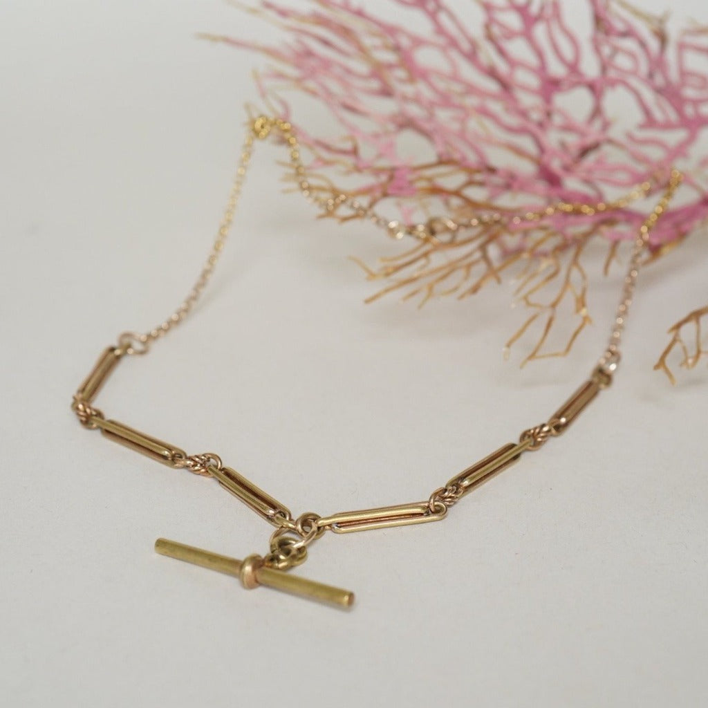 Trombone Watch Chain and T Bar Necklace Badger's Velvet