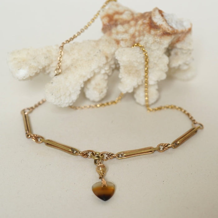 Victorian Trombone and Belcher Watch Chain Heart Necklace Badger's Velvet