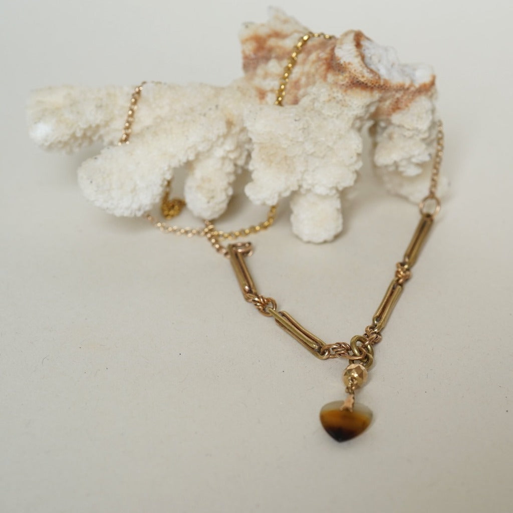 Victorian Trombone and Belcher Watch Chain Heart Necklace Badger's Velvet