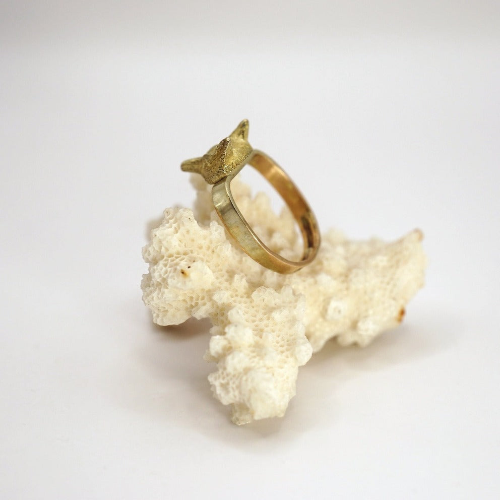 9ct Gold Fox Head Ring, Badgers Velvet