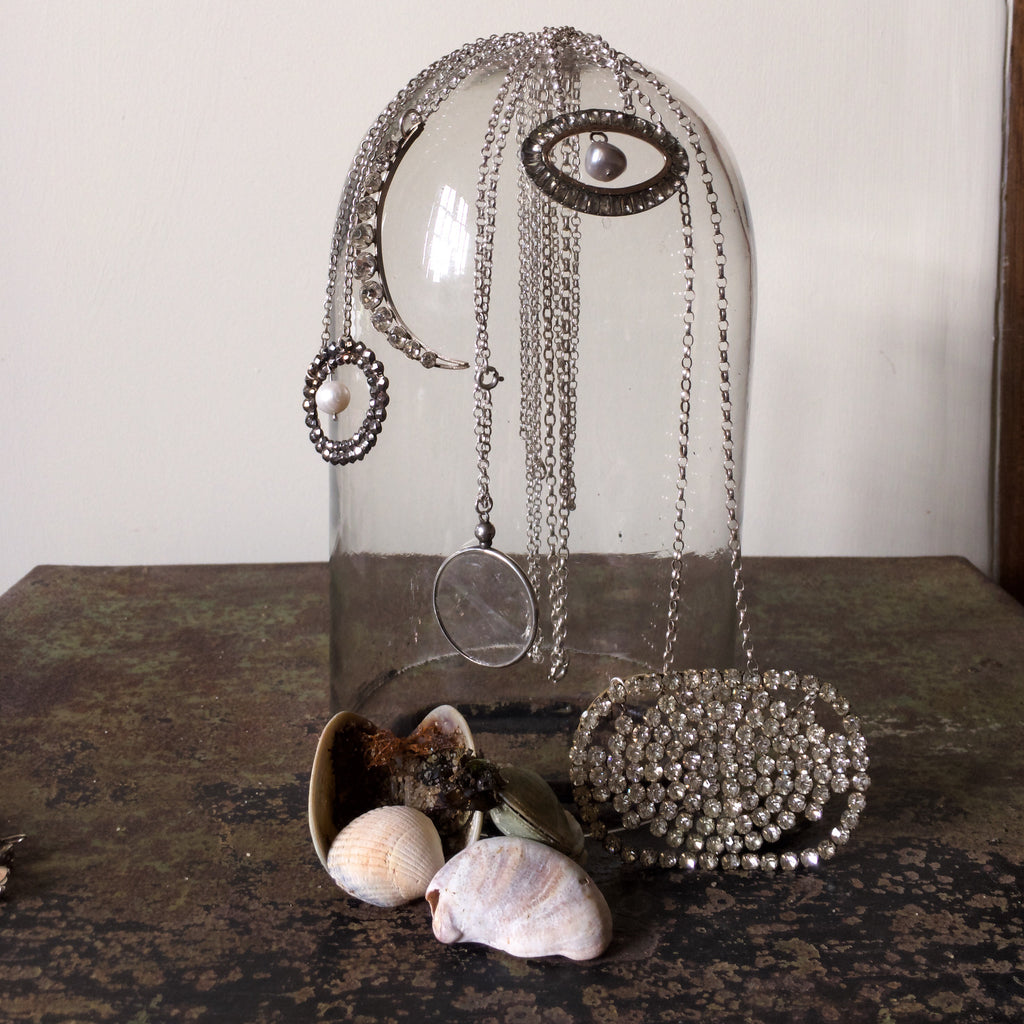 Silver cased mid 19thC glass On A Vintage Silver Belcher Chain