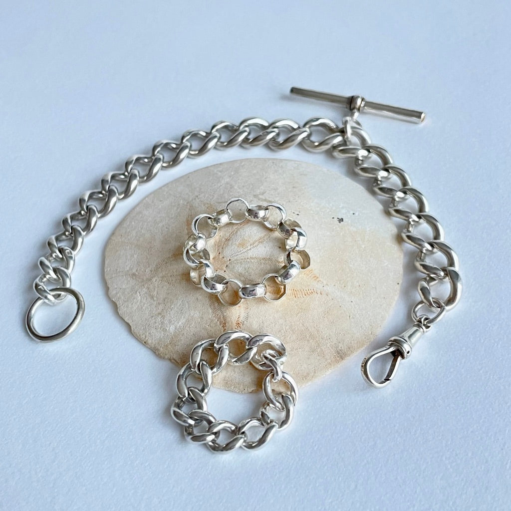Chunky Silver Curb Chain Ring