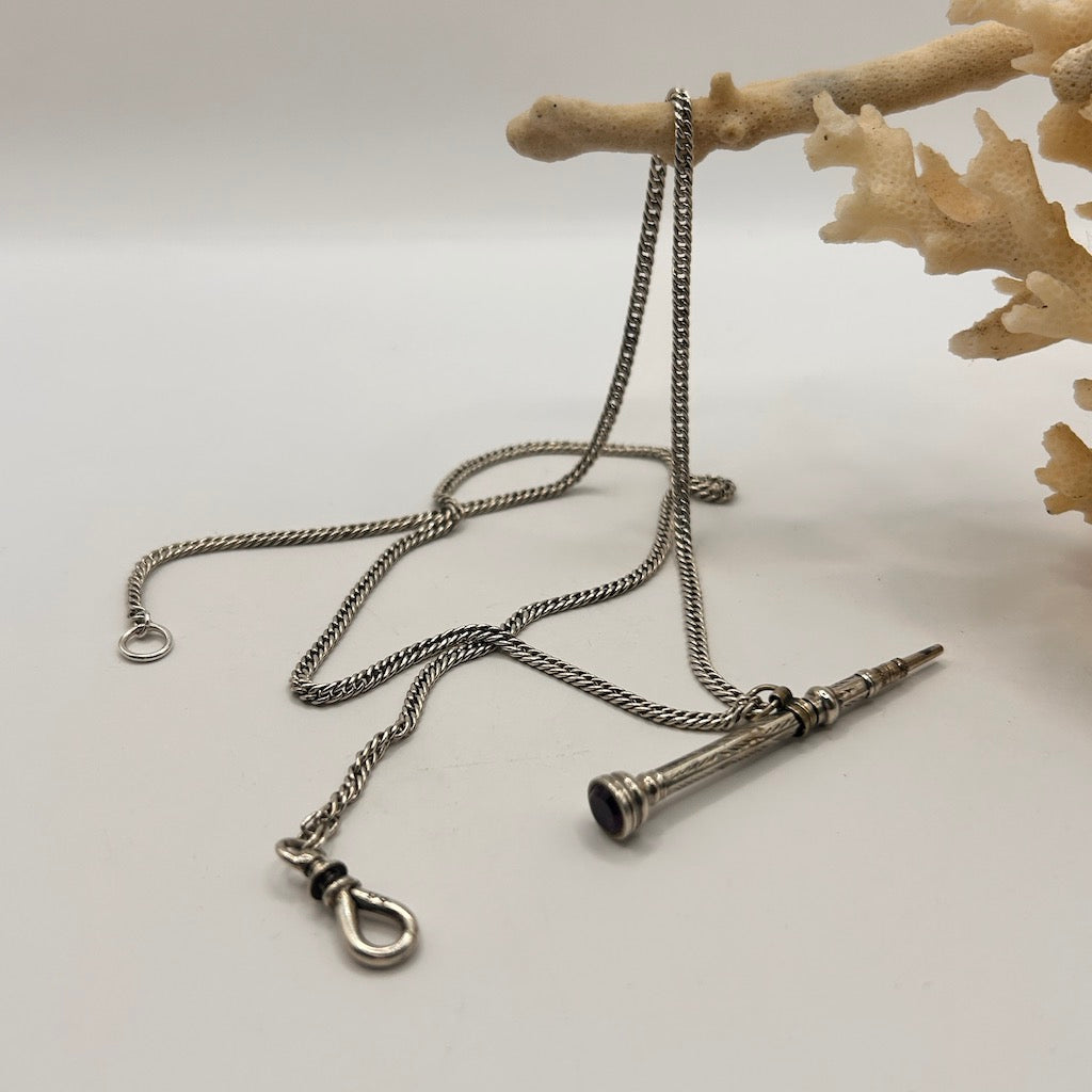Victorian Silver Pencil and Antique Chain Necklace