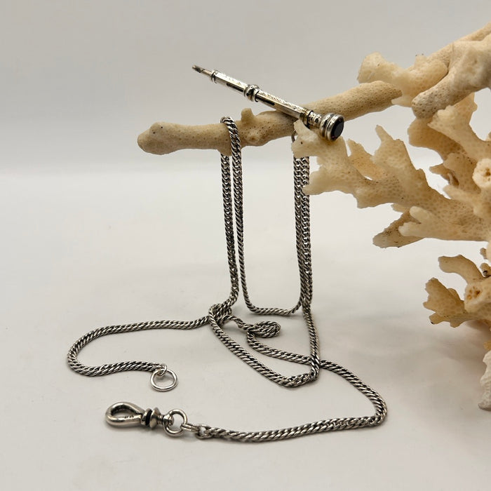 Victorian Silver Pencil and Antique Chain Necklace