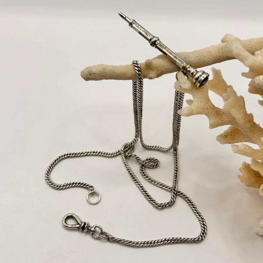 Victorian Silver Pencil and Antique Chain Necklace