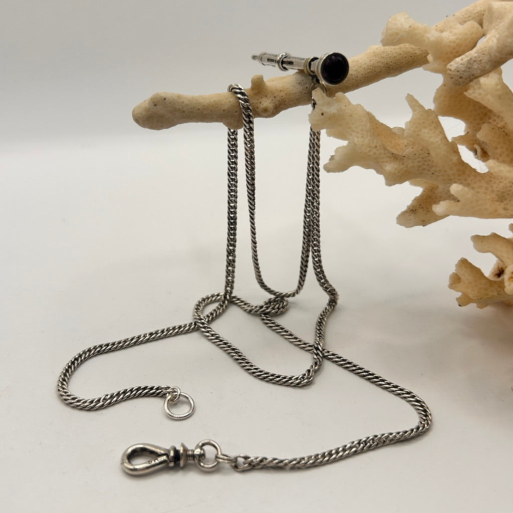 Victorian Silver Pencil and Antique Chain Necklace