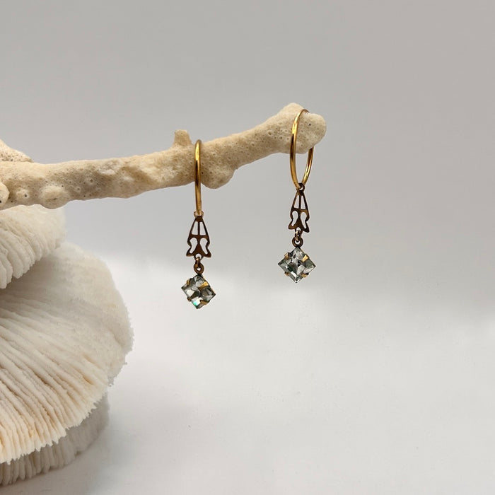 9ct Gold Hoop earrings with Diamond Paste Drops