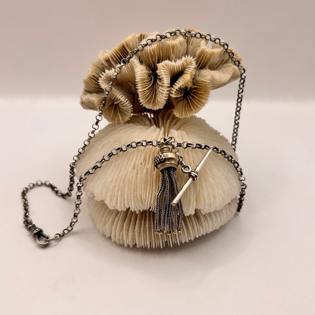 Silver Tassle and T Bar Albertina Necklace