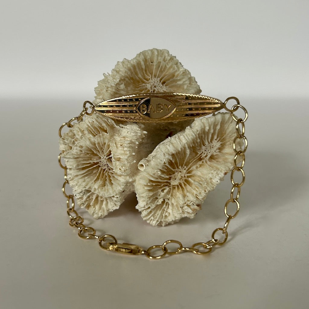 Victorian Antique Gold 'Baby' Bar ID Style  Bracelet